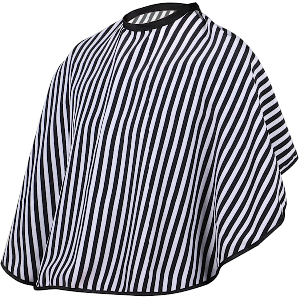 Frisør/Barber Shawl - Justerbar Sort og Hvit Stripete Hårklippingskjole - Kort Stil