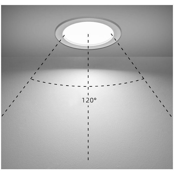 Pakke med 6 LED forsænkede spots, Ekstra flad, Høj lysstyrke, 9W svarende til 72W glødepære, Varm hvid 3000K AC 230V forsænket spotlight til f.eks. badeværelse