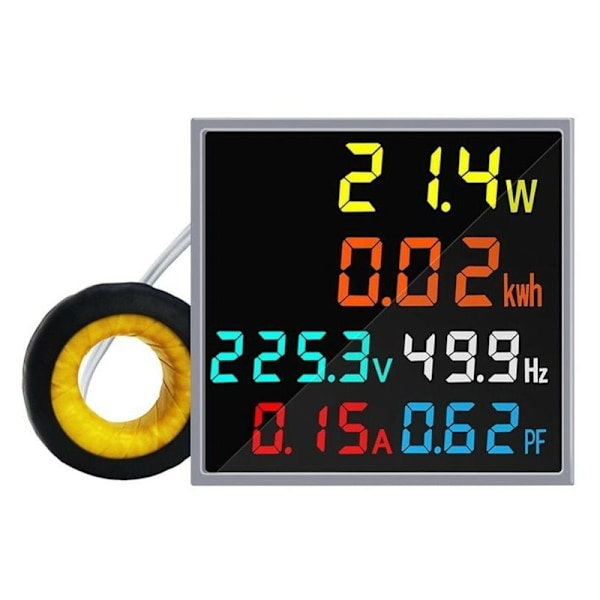 Enfas Mini AC Voltmeter Amperemeter Wattmeter Frekvenstestare LCD HD-skärm effektfaktormonitor-494753mm spänningsförstärkare