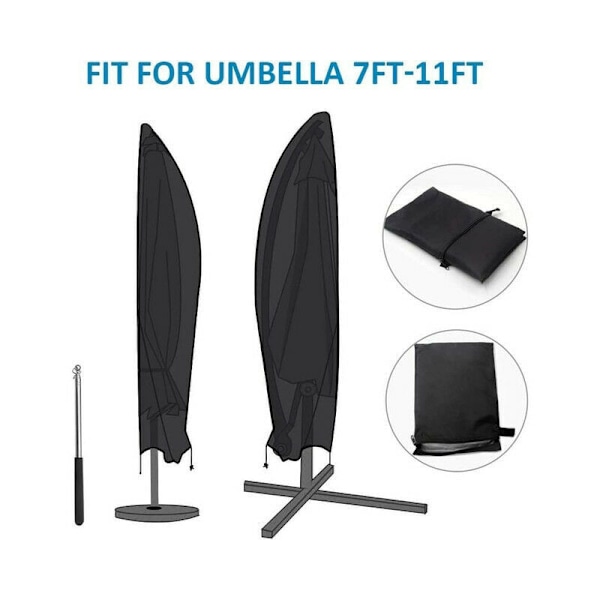 Beskyttelsescover til fritstående parasol 2 til 4 m bred Oxford 210D stof vandtæt med UV-bestandigt støv 265x40/70/50cm