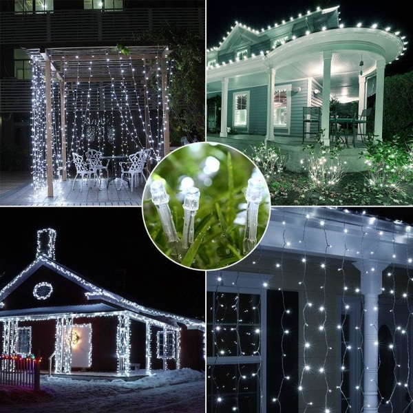 200 LED Utomhus Fairy Lights Kallvit Jul Utomhusbelysningin