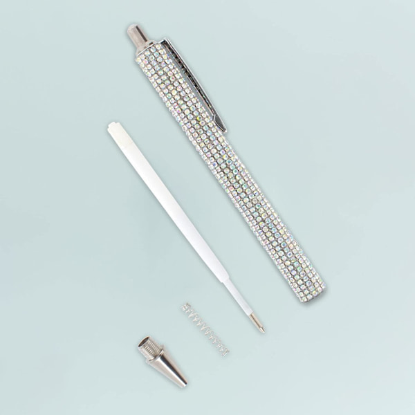 3 funklende krystal diamant kuglepenne (sølv) metal kuglepenne med 0,7 mm sort blæk refill, klik pen, business bryllup skole kontorartikler