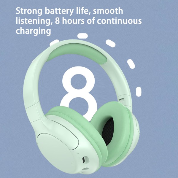 Langaton Bluetooth-pelikuuloke, jossa mikrofoni, aktiivinen melunvaimennus, kattavat korvatyynyt ja pitkä akunkesto (mintunvihreä)
