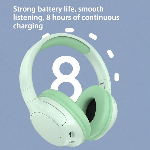 Trådlöst Bluetooth-spelheadset med mikrofon, aktiv brusreducering, all-inclusive öronmuffar och lång batteritid (Mintgrön)