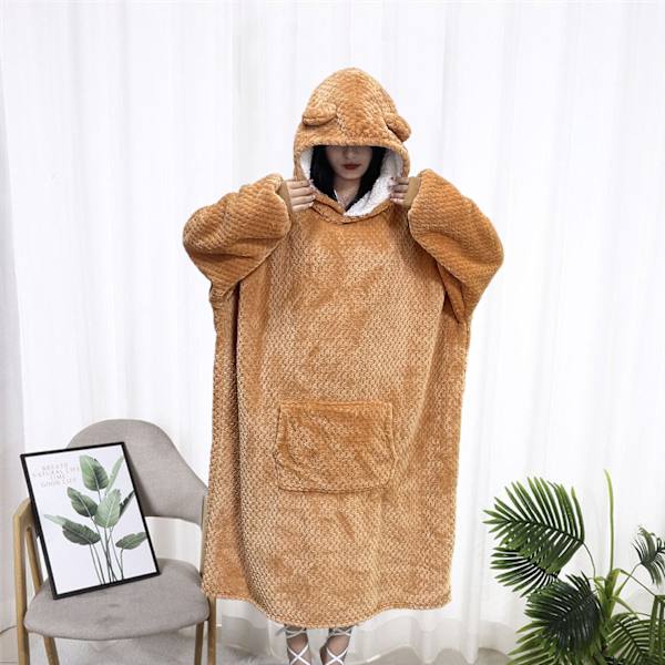 Varm og kald oversized hettegenser brun