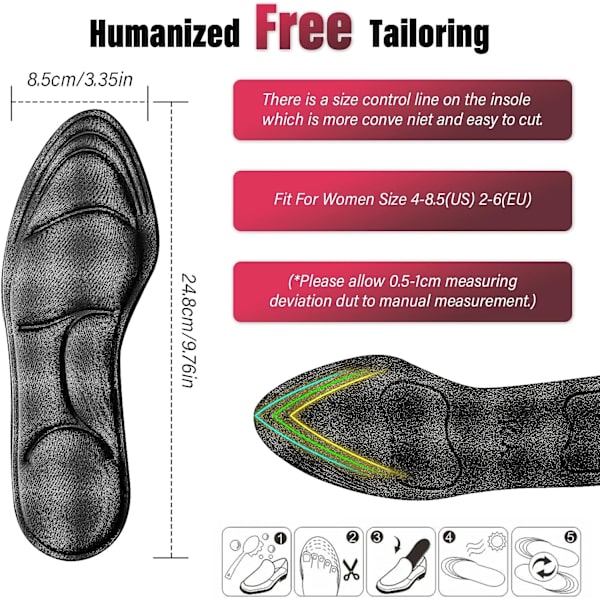 2 par (Beige färg 30-40m) Minnesskum fotvalvsstöd för Fasciitis inläggssulor Stövlar Klackar Smärtlindring Hallux valgus Fötter