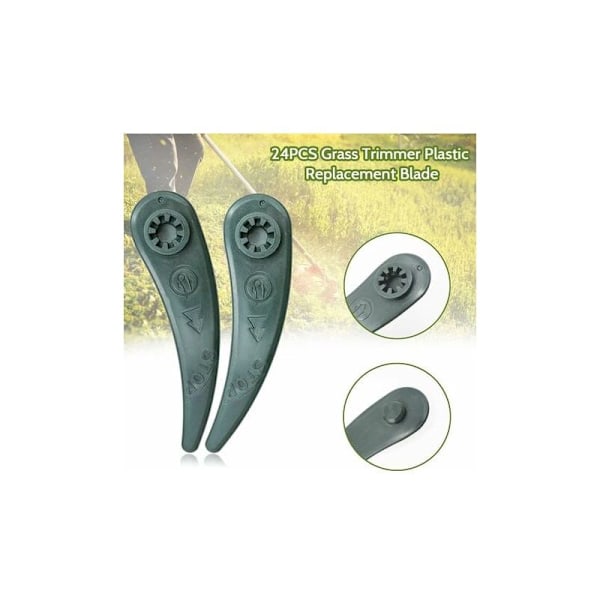 Sarja, jossa 24 varaterää Bosch Durablade ART 23-18 LI ja ART 26-18 LI -trimmeriin, vihreä, pituus 83 mm.