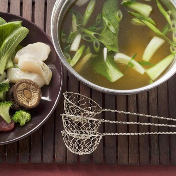 Sæt med 1 si til fondue og wok - 6,5 cm x 23,5 cm Fondue-skummere