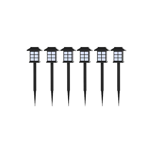 6 st LED solenergilampor för utomhusbruk, för uteplatsen, gräsmattan, innergården, gränden, stigen och landskapet - 8,6 x 8,6 x 38 cm (varm)