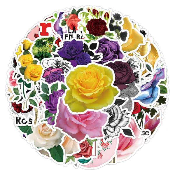 50 ark fargerike blomsterklistremerker, bærbare klistremerker, vinylklistremerker