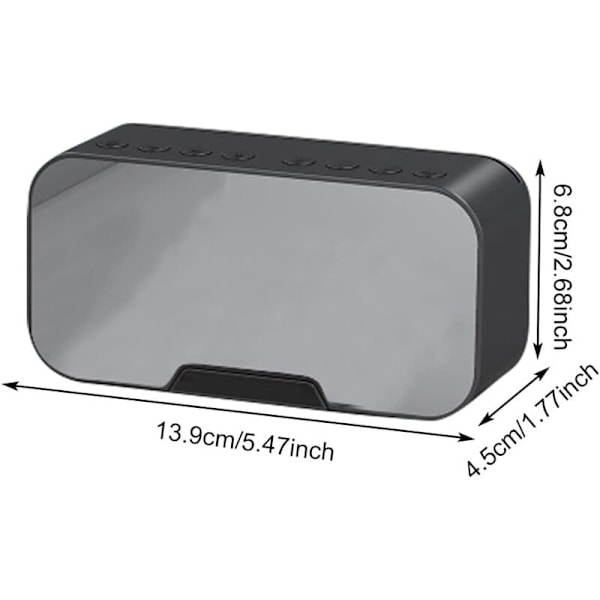 Digital FM Vekkerklokkeradio med USB-ladeport, LED-display, Sleep Timer, Bærbart Speil, Trådløs Bluetooth-høyttaler, Vekkerklokke for Soverom, O