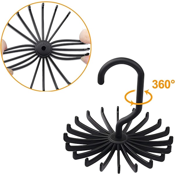 6 stk roterende kleshengere for skjerf slipsstativ roterende kleshengere slipsstativ for slips sklisikker klesstativ 20 plast kroker holder hvit svart