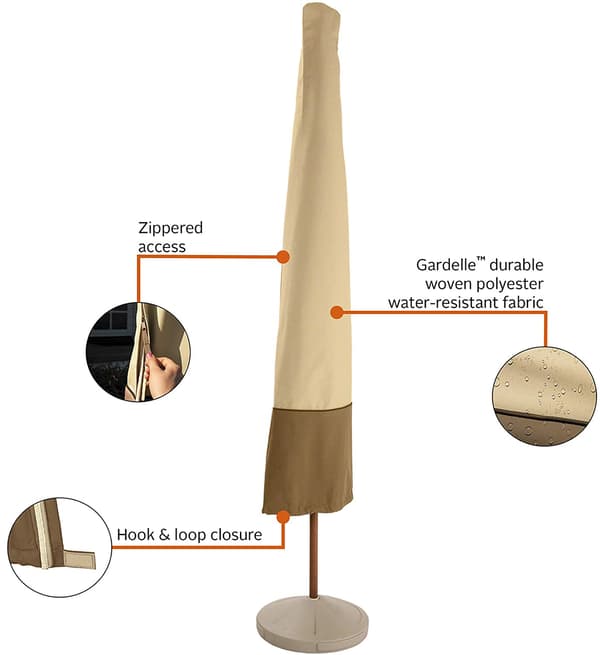 Classic Accessories  Trädgårdsparasollskydd, Pebble/Bark/Earth (240cm)