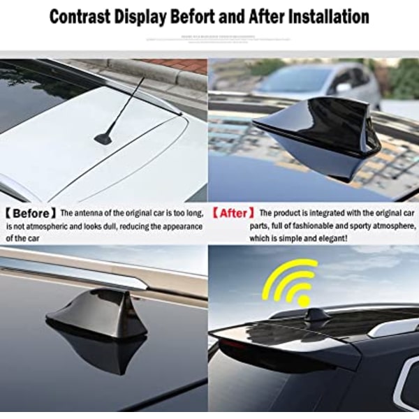 (Svart) Universell Hai Fin Bilantenne - FM/AM Radioantenne med Vanntett Limbase for Auto SUV Truck Van