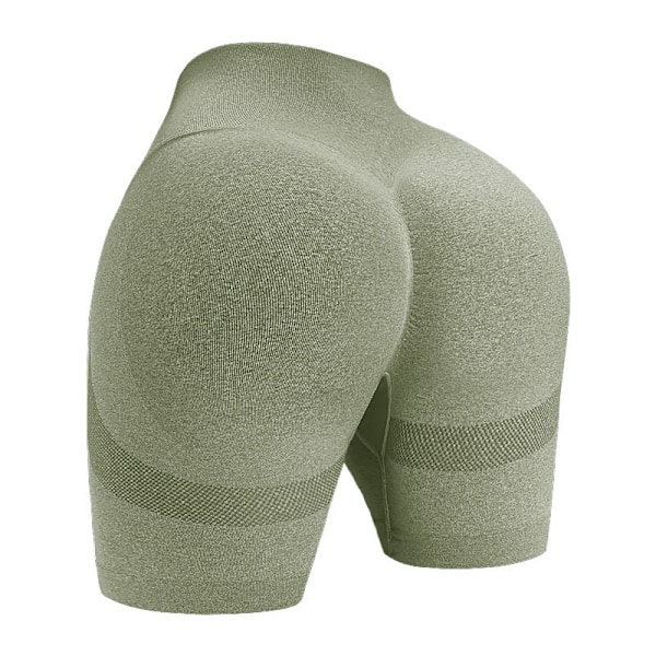 Naisten takapuolta nostava shorts korkeavyötäröinen treenishortsit crimppaava booty jooga shortsit kuntoiluleggingsit (ArmyGreen)