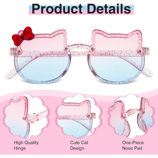 3 pairs of cat shaped children's sunglasses (pink, blue, black), cute round baby sunglasses, toddler sunglasses, girl boy sports glasses