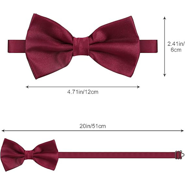 2-pack Herrar Slips, Svart och Röd Slips för Män, Justerbar Snygg Slips för Bröllop Fest Män och Pojkar Slips, 12cm