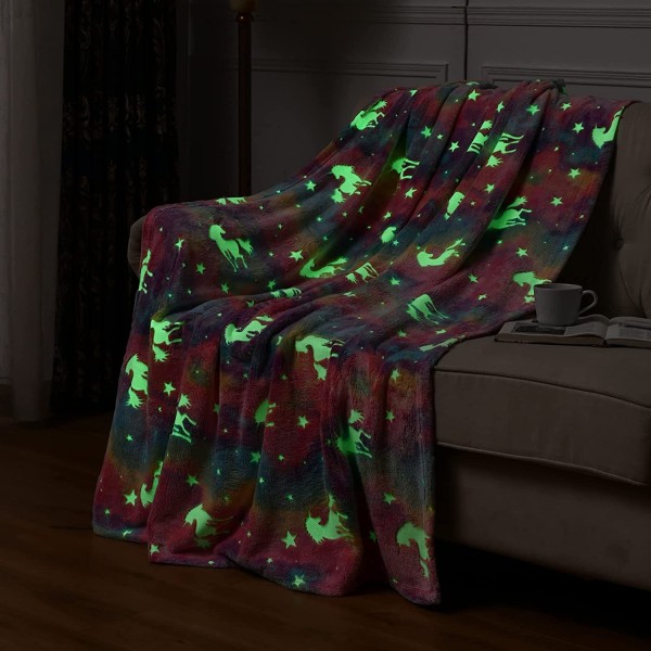 Glow-in-the-mørke tæppe børns blødt uldtæppe, 100*150 cm