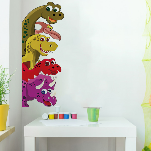 2kpl sarjakuva-dinosauruksen seinätarrat lastenhuoneen ovisisustustarroille