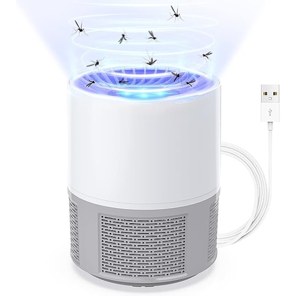 Elektronisk myggdreperlys (grå), lydløs elektrisk UV-myggdreper, USB-drevet myggdreperlys, bærbar myggdreper for hjemmet Ki