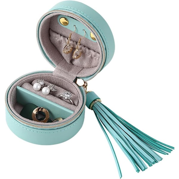 Bärbar Reseask i Läder, Mini Läderorganisatör, Reseorganisatör med Dragkedja för Örhängen, Halsband, Armband