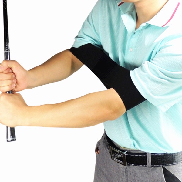 Svart Golfträning Auxiliary Swing Arm Bälte,2PCS Golf Swing Post