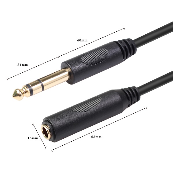 Ljudkabel (3m), universell kontinuerlig kabel, formsprutad guldpläterad huvudmixer/elgitarr stereo stor 3-polig 6,35 hane till hona förlängning