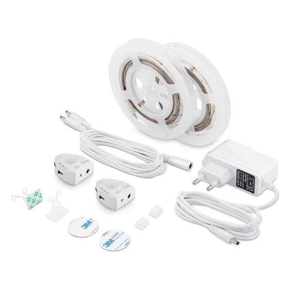 Rörelsesensor LED-remsa, Betterlife rörelsesensor ljusremsa på, justerbar remsa med AC-kontakt (2PC)
