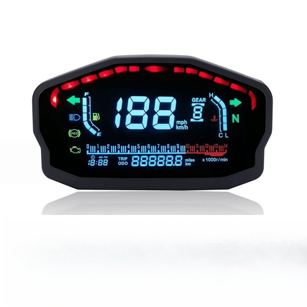 Universal motorcykel speedometer odometer odometer speedometer, LED LCD digitalt tachometer baggrundsbelysning odometer til 1, 2, 4 cylindre