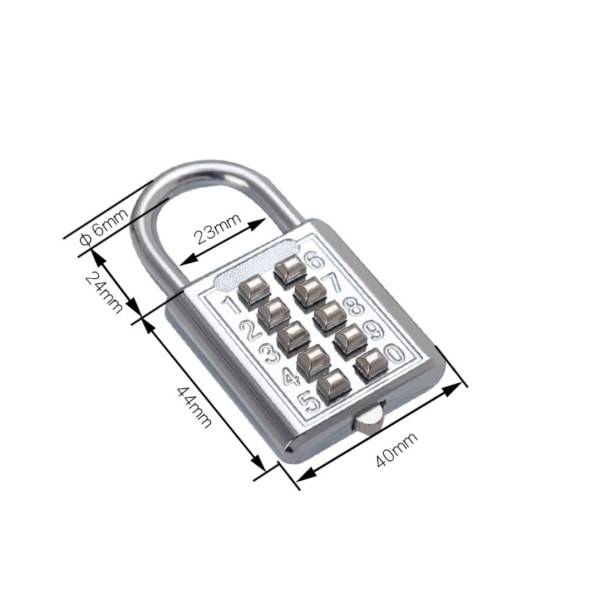 10-numeroinen yhdistelmälukkopadlock, vedenpitävä metalli ja pinnoitettu teräs yhdistelmälukko - Musta varkaudenestopainike