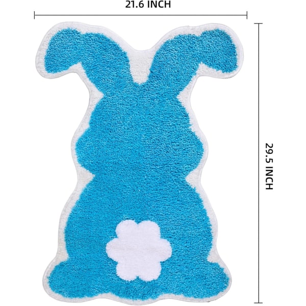 Easter Bathroom Rug Bunny Rug, Easter Blue Bathroom Rug Non-Slip Funny Shape Washable Tub Rug Bathroom Kitchen Rug Bunny Easter Decoration, Blue