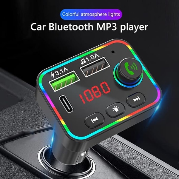 Bluetooth-auton FM-lähetin, 38 W:n PD- ja QC3.0-pikalaturin, langaton Bluetooth FM-radiosovitin, bassomusiikkisoitin, FM-auton sarja, tuki han