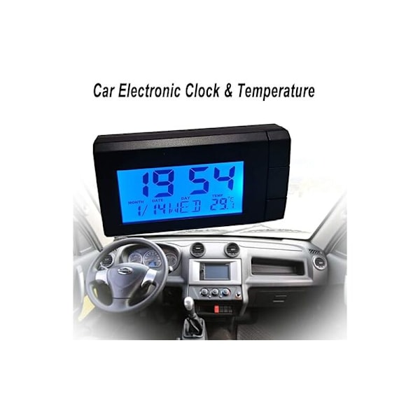 LCD temperatur bilklokke, biltermometer for dashbord bakgrunnsbelysning digital nattklokke tid temperaturvisning tid for lastebil