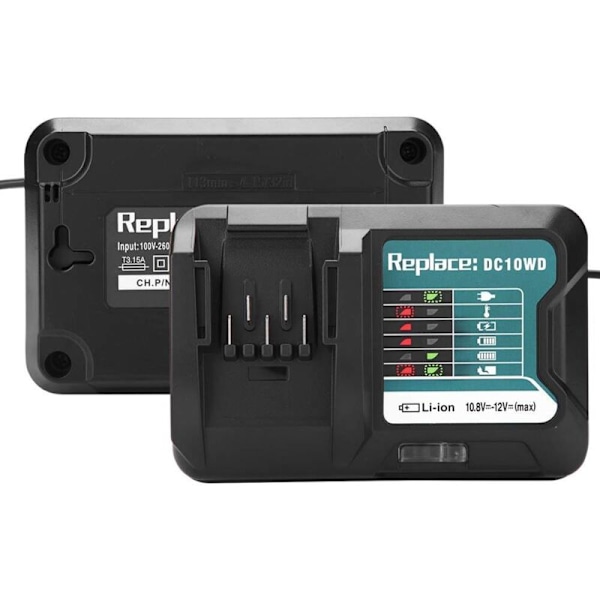 Lithium-ion batterioplader 10.8 12.0 V, erstatningsopladningsenhed kompatibel med DC10WD BL1016 BL1021B BL1041B FD05
