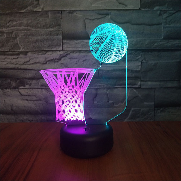 Basketball Hoop Lys LED 3D Illusion USB Natlampe Skolegave Fødselsdagsgave Til Sportsfans Spillere