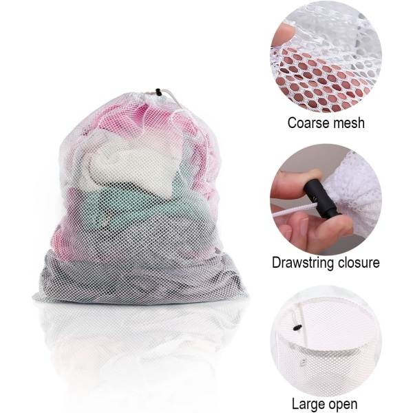 3-pack överdimensionerade tvättpåsar, mesh bh, med dragsko