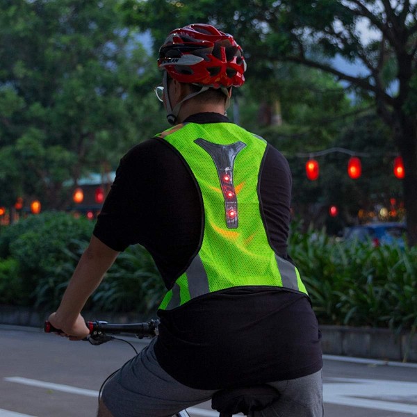 Reflekterende Vest - LED Vest med Reflekterende Bånd og Justerbar Rem - Høj Synlighed til Cykling, Motorcykel