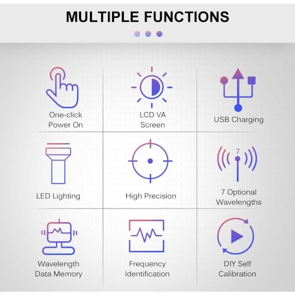 Optisk fiberfotometer, -70 + 3DBM Uppladdningsbar optisk effektmätare mini ljuseffektmätare med 7 optiska våglängder som valfritt opti