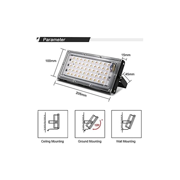 4-pack Super Bright Utomhus LED-strålkastare IP66 Vattentät - Dagsljus - LED-strålkastare