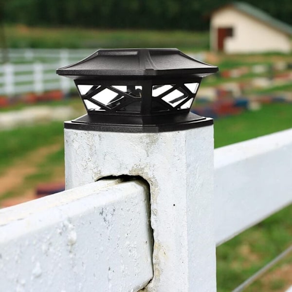 2 stycken utomhus solcellslampor för hattstolpar LED LED LED LED LED FLOW SOLAR SOLAR SOLAR SOLUS (svart)