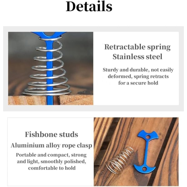 Blå aluminiumslegering fiskebensteltstænger, 6 stk. dækankerteltstænger med fjederlås til udendørs fisketilbehør