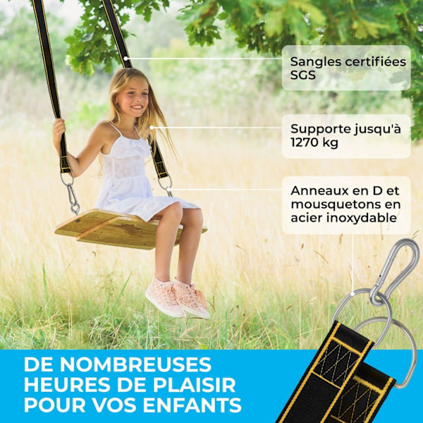3m Swing Strap Kit - Raskaat riippumattohihnat, 2 x hihnaa, nopea ja helppo tapa ripustaa mikä tahansa keinu