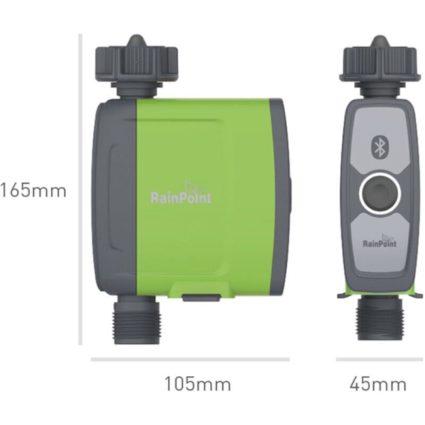 RAINPOINT - Smart Bevattningssystem Ventil - App-styrd via Bluetooth-anslutning - Kan anslutas till 3/4'' trädgårdsslang, ingen HUB krävs
