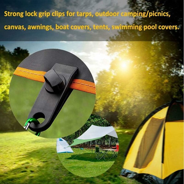 Set med 20 robusta presenningsklämmor - Tältklämmor för presenning med elastisk boll för markis, markiser, pergola, dukskydd, utomhuscamping