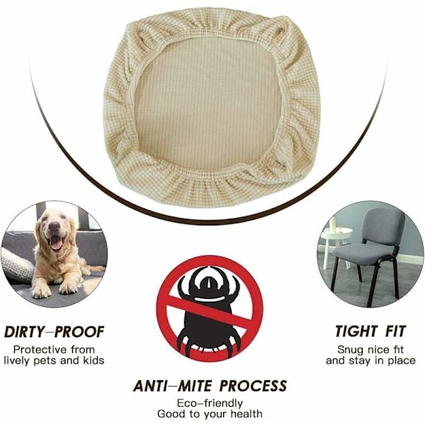 2 stycken elastiska spandex stolsöverdrag tvättbara överdrag för kontorsstolar matsal bar bröllopsfest dekoration (Beige)