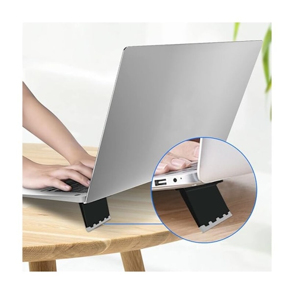 2 stycken mini laptopstöd, osynligt portabelt laptopstativ i självhäftande plast för notebook och tangentbord (svart)