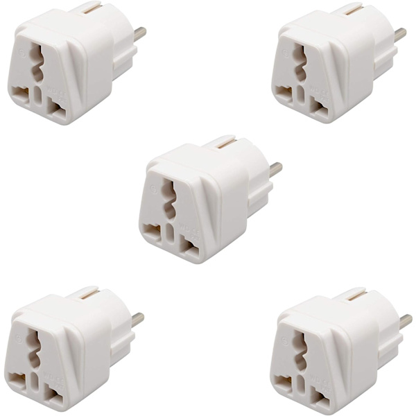 5 x Universal Adapter Converter for å koble alle enheter til den franske pluggen