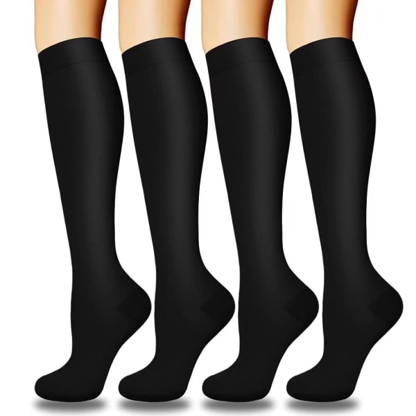 Men's og Women's Circulation Compression Socks (4 par) - Den bedste støtte til sport, løb og cykling (L/XL)