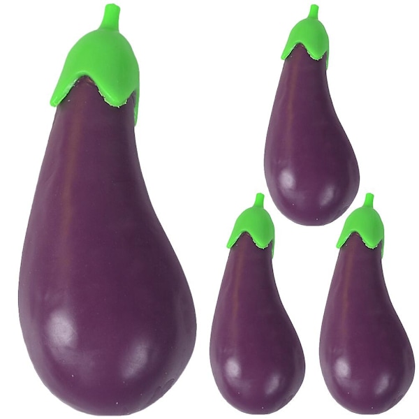 4 stk Lekestue Aubergine Realistiske Aubergine Barnas Kjøkkenleker Strekkbar Leke Barnas Utdanningsleke