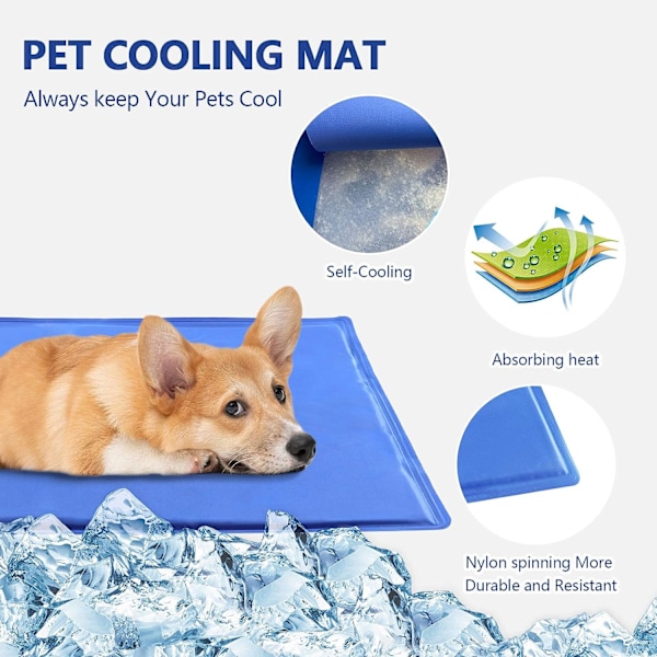 Køleunderlag til hunde (S) 40 * 30CM Ikke-giftig gel-køleunderlag til kæledyr, ikke-giftig holdbar køleunderlag til kæledyr, isgel-pudemadras, hold kæledyr kølige hele sommeren